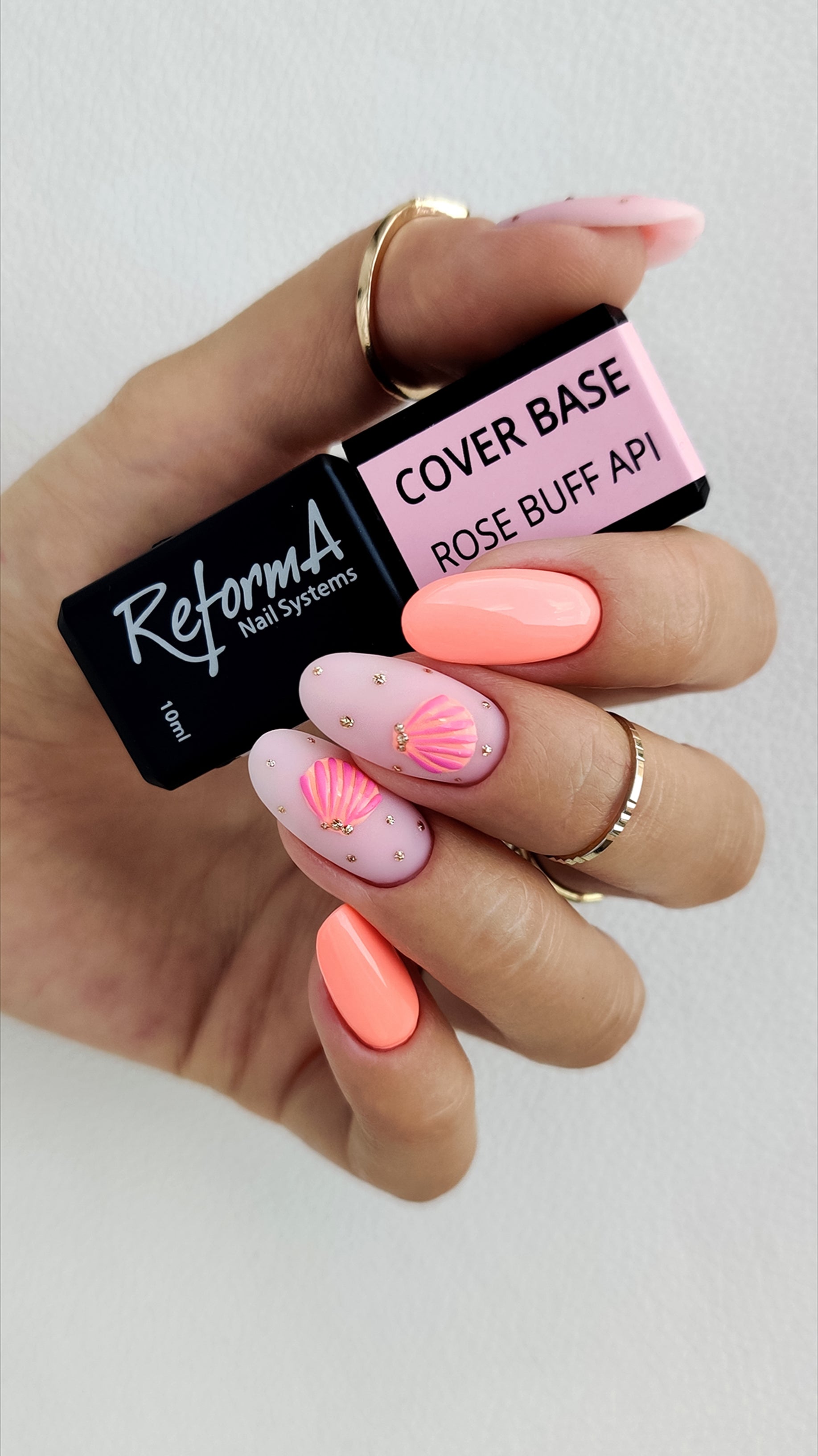 Goma, construcción, base híbrida rosa, color carne - Rose Buff API, 30 g