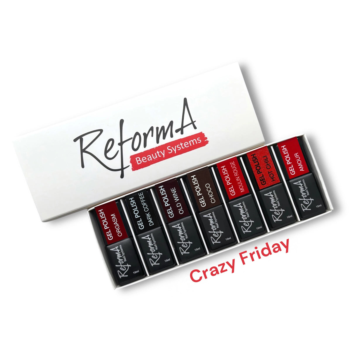 Gel Polish Set Crazy Friday, 7 x 10 ml - red and brown gel polishes by ReformA