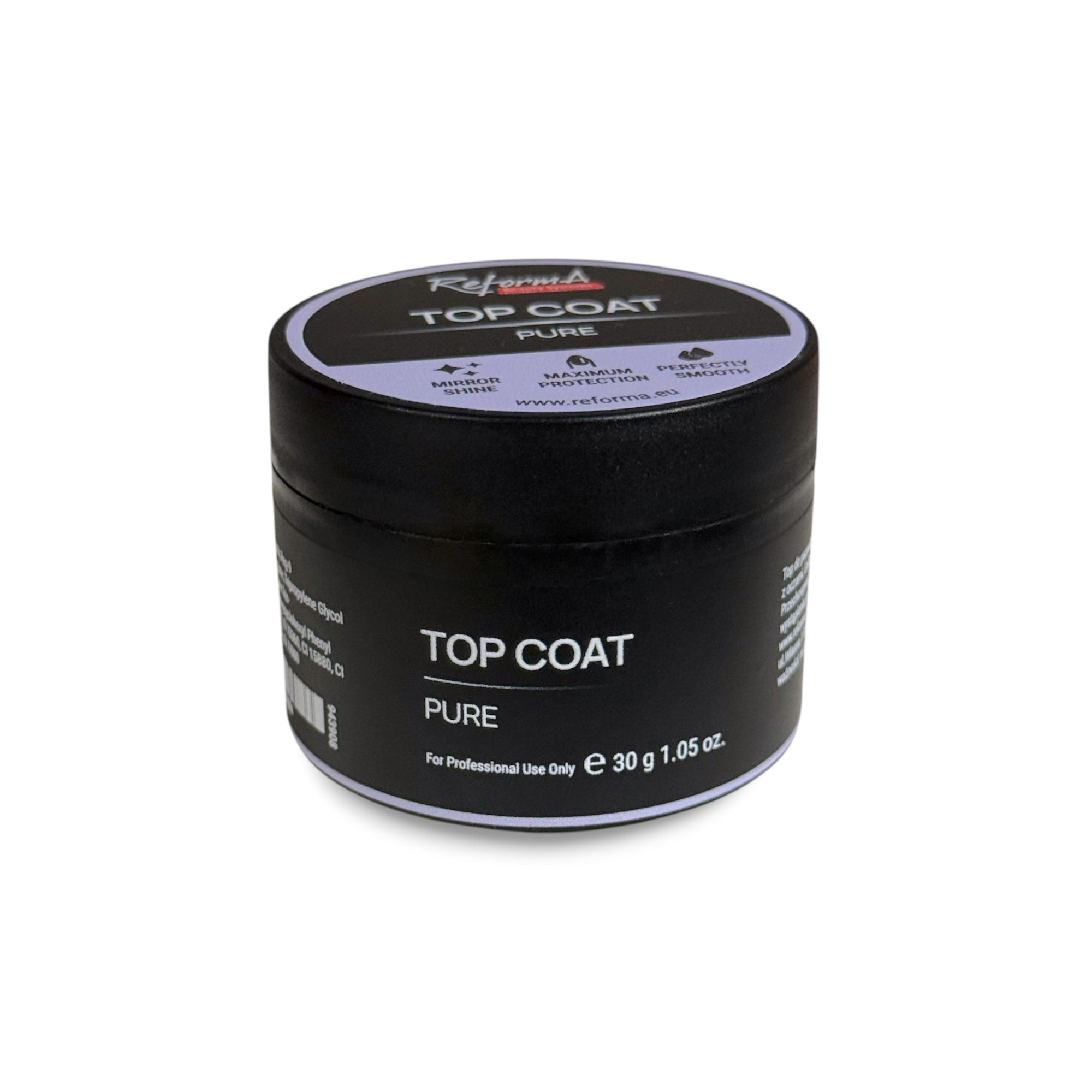 Top Coat Pure, 30 g - jar with label, side view